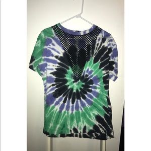 Tie dye shirt with fishnet front
